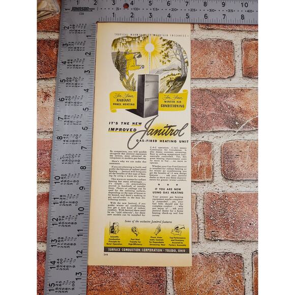 1950 Janitrol Gas Fired Heating Unit Tropical Warmth Mountain Fresh Vtg Print Ad - Picture 4 of 6